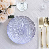 Elegant and Stylish White and Blue Wave Brush Stroked Disposable Salad Plates