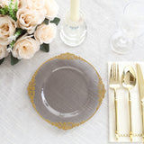 Elegant Transparent Black Disposable Salad Plates with Gold Leaf Embossed Baroque Rim